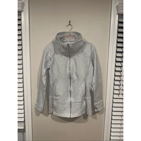Lululemon Radiant Jacket II Heathered Light Gray Size 10 Full Zip Sweatshirt - Picture 1 of 5